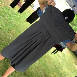 David’s Bridal Grey Chiffon Formal Mini Dress